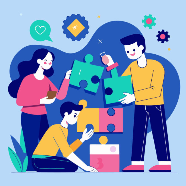 Couple Collaboratively Solving Puzzle Together for a Perfect Fit